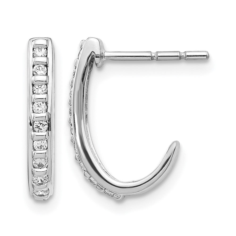 14kw 1/5ct Lab Grown Diamond VS/SI+ G+ Comp J-Hoop Post Earrings