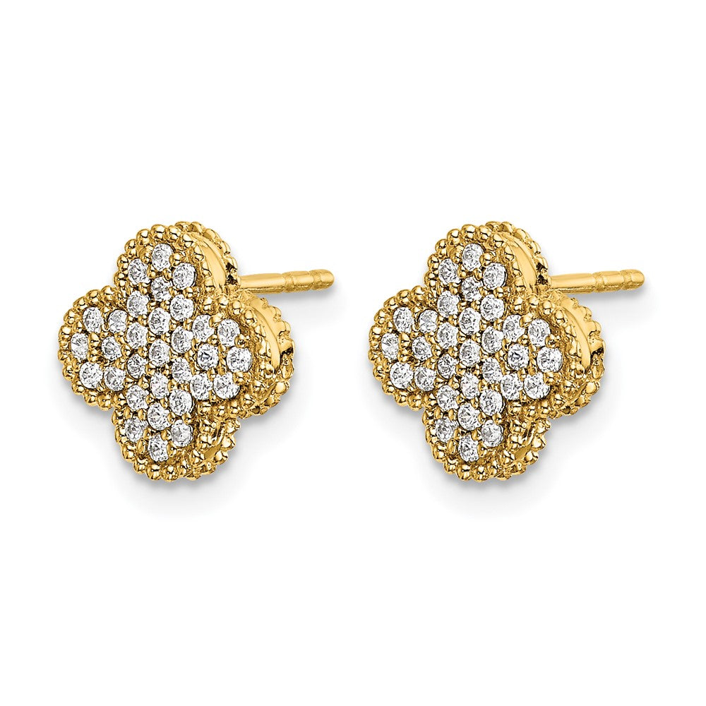 14k 1/3 ct Lab Grown Diamond VS/SI+ G+ Complete Quatrefoil Post Earrings