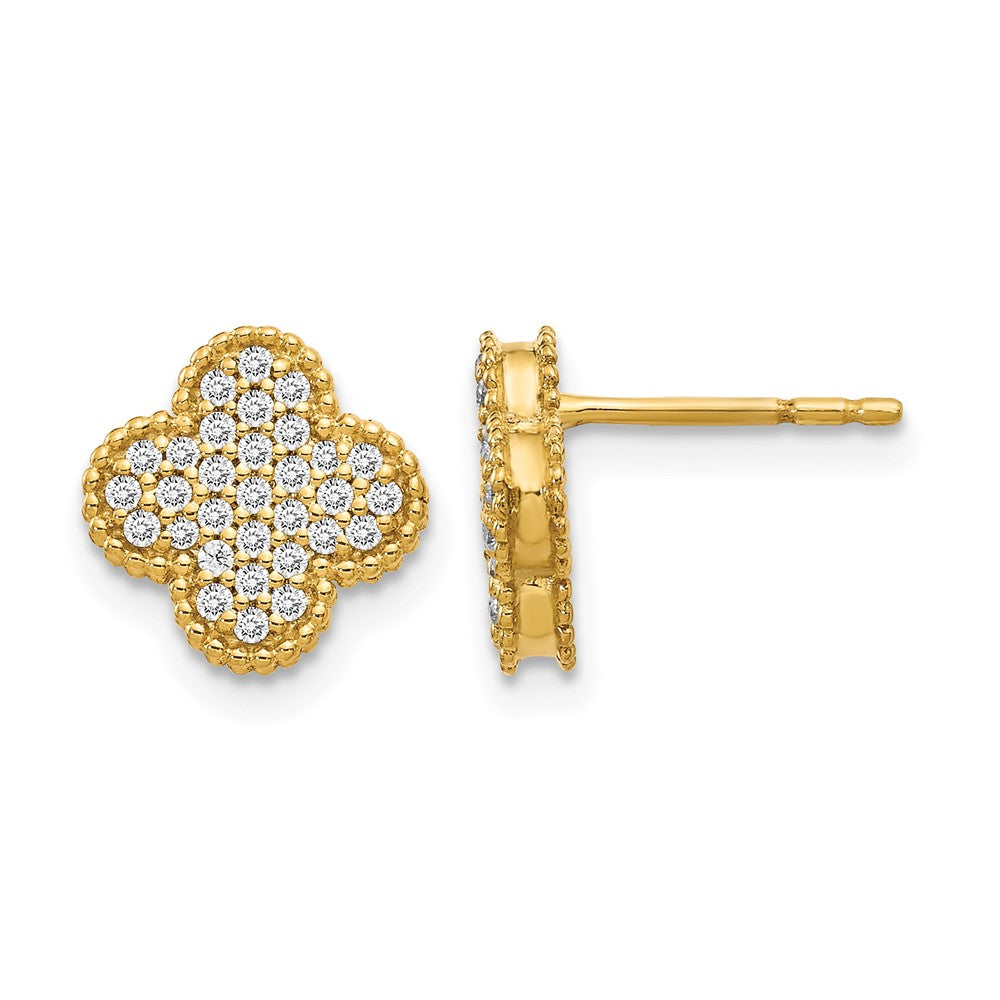 14k 1/3 ct Lab Grown Diamond VS/SI+ G+ Complete Quatrefoil Post Earrings