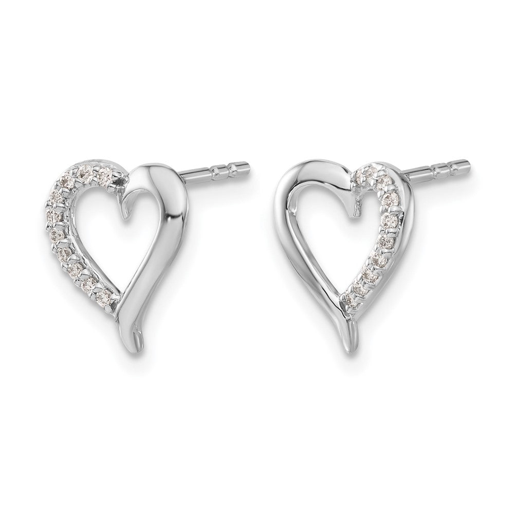 14k White Gold 1/10 ct Lab Grown Diamond VS/SI+ G+ Heart Post Earrings