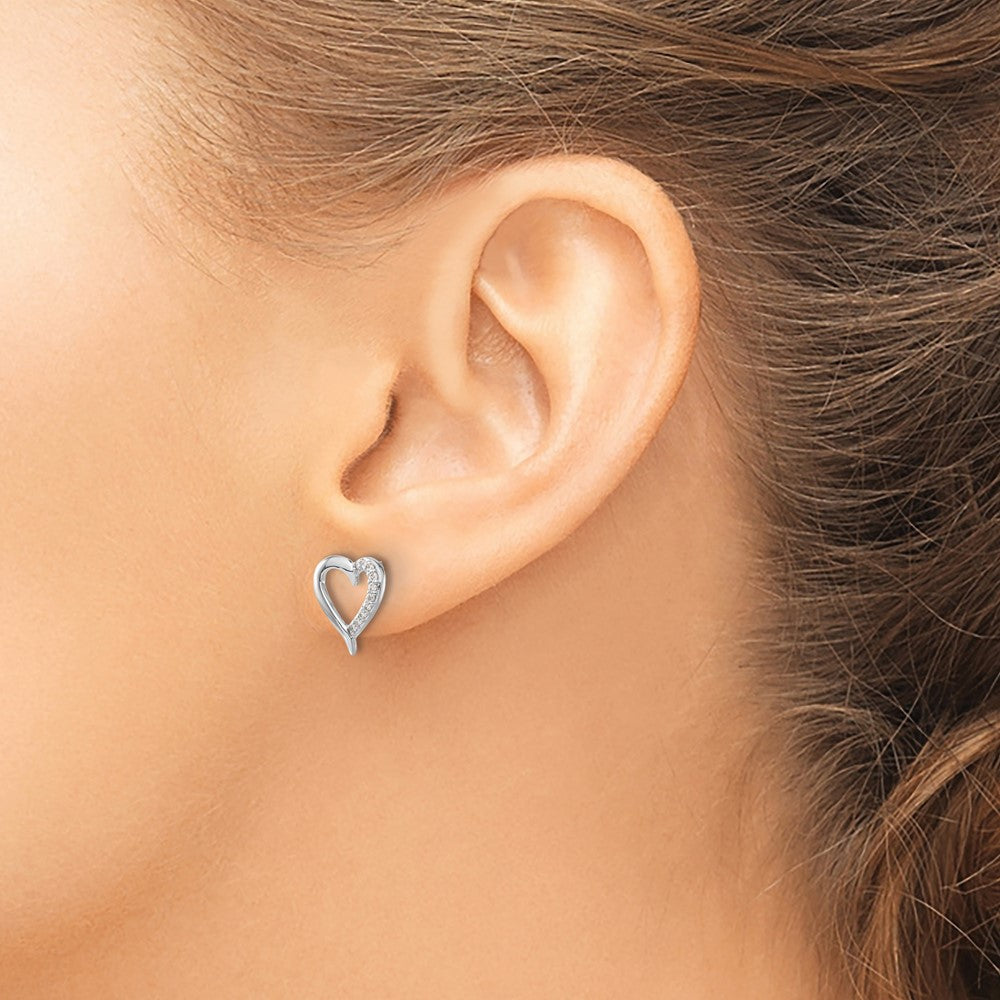 14k White Gold 1/10 ct Lab Grown Diamond VS/SI+ G+ Heart Post Earrings