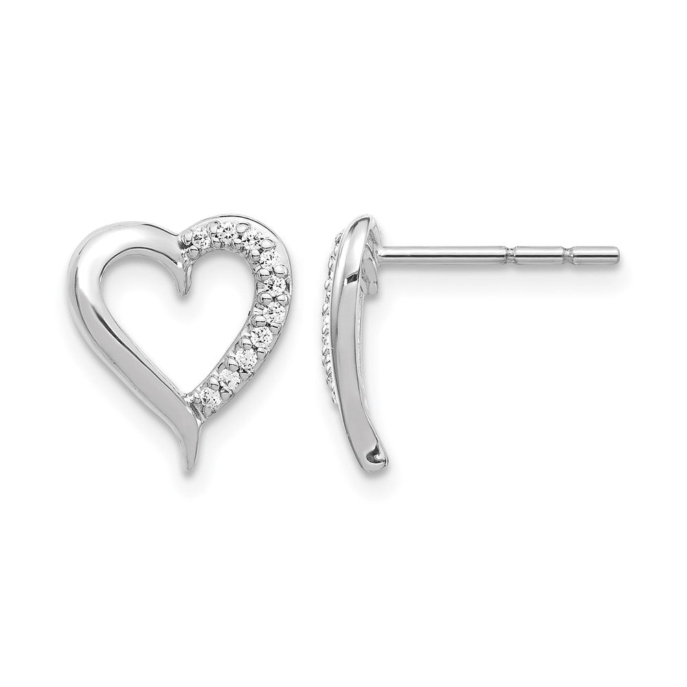 14k White Gold 1/10 ct Lab Grown Diamond VS/SI+ G+ Heart Post Earrings