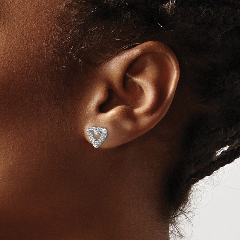 10k White Gold 1/2 ct Lab Grown Diamond VS/SI+ G+ Heart Post Earrings