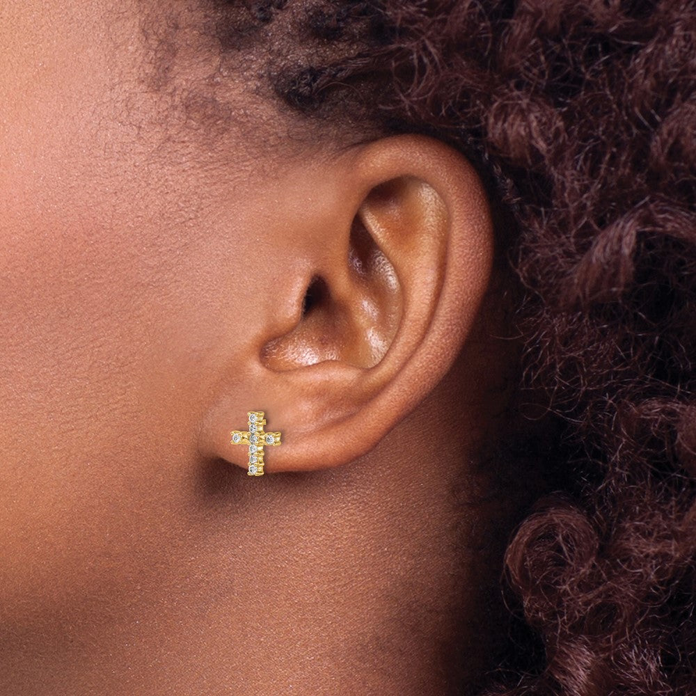 14k 1/5ct Lab Grown Diamond VS/SI+ G+ Comp Cross Post Earrings