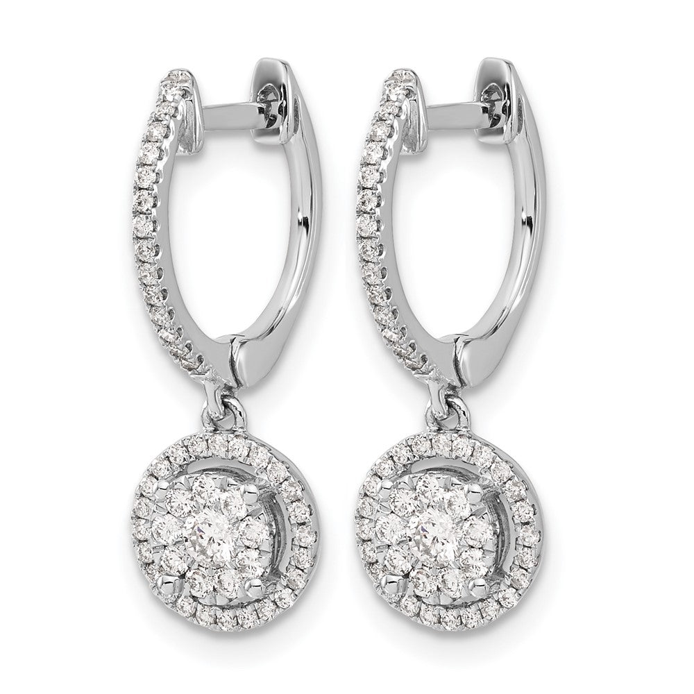 14kw 1/2ct Lab Grown Dia VS/SI+ G+ Comp Halo Hinged Hoop Earrings