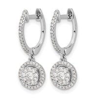 14kw 1/2ct Lab Grown Dia VS/SI+ G+ Comp Halo Hinged Hoop Earrings
