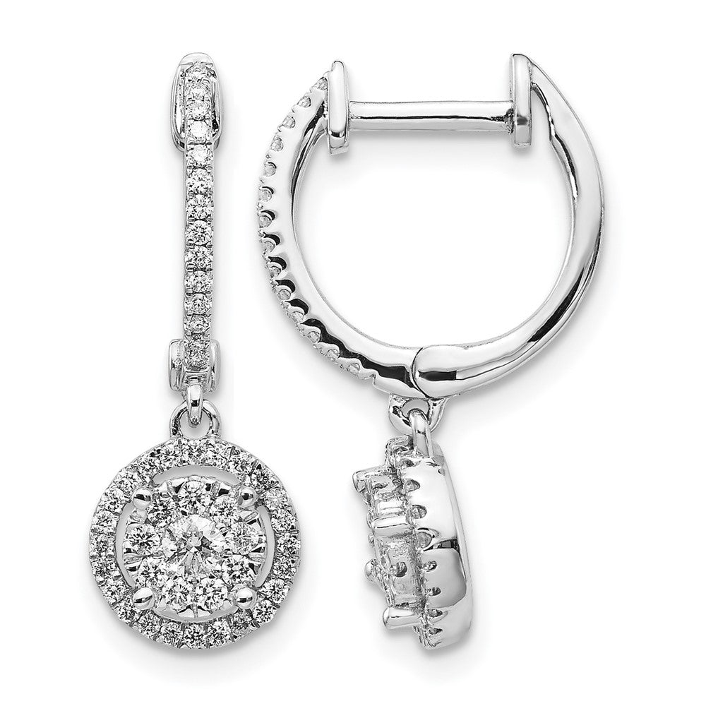 14kw 1/2ct Lab Grown Dia VS/SI+ G+ Comp Halo Hinged Hoop Earrings