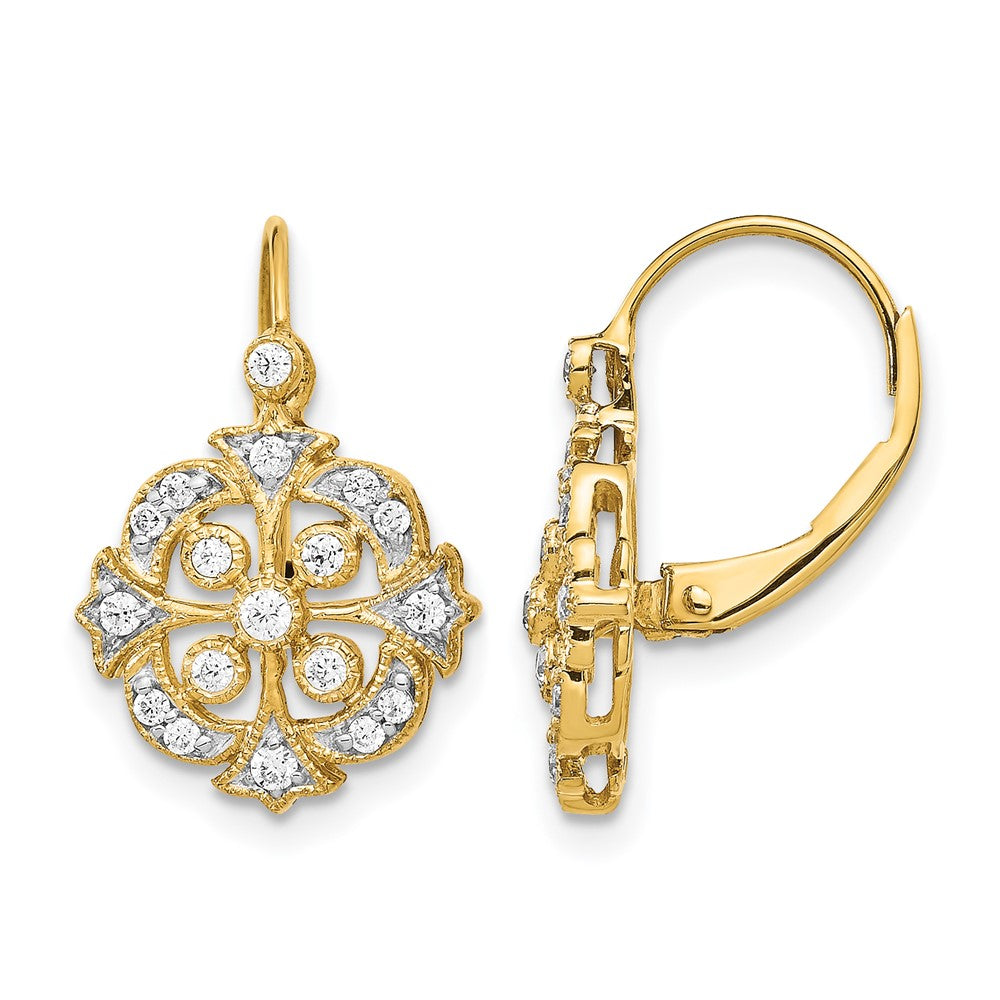 14k 1/3ct Lab Grown Diamond VS/SI+ G+ Comp Fashion Leverback Earrings