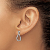 14k White Gold 1/4 ct Lab Grown Dia VS/SI+ G+ Dangle Teardrop Post Earrings