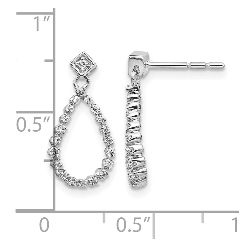 14k White Gold 1/4 ct Lab Grown Dia VS/SI+ G+ Dangle Teardrop Post Earrings