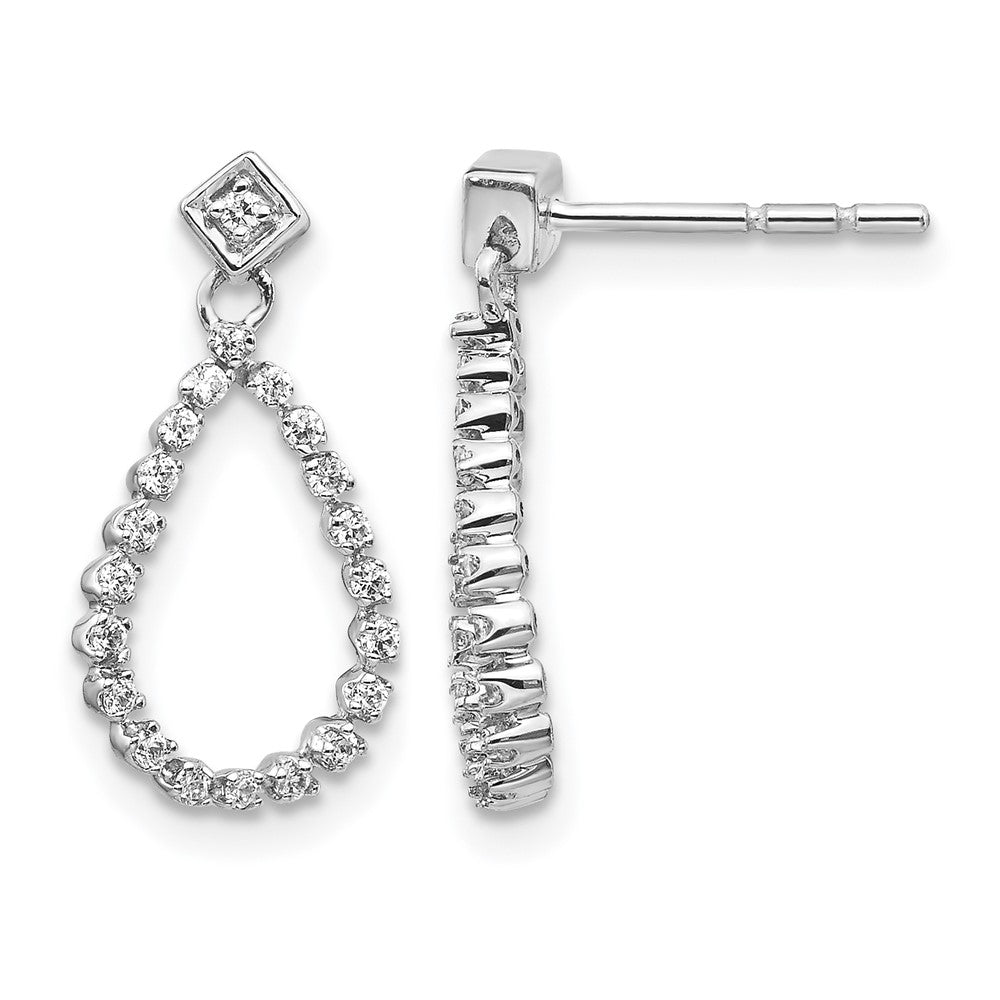 14k White Gold 1/4 ct Lab Grown Dia VS/SI+ G+ Dangle Teardrop Post Earrings