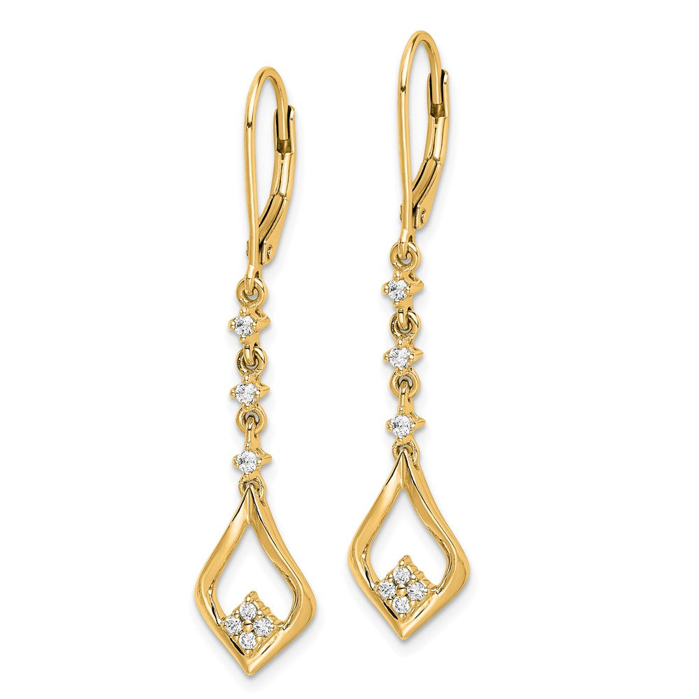 14k 1/5ct Lab Grown Diamond VS/SI+ G+ Comp. Dangle Leverback Earrings