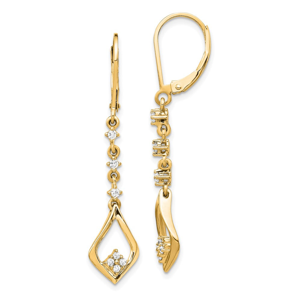 14k 1/5ct Lab Grown Diamond VS/SI+ G+ Comp. Dangle Leverback Earrings
