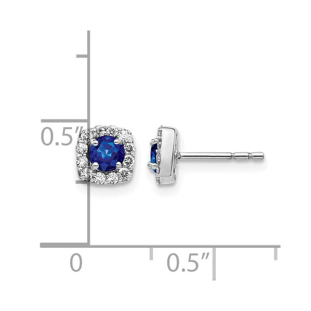 14k White 1/5 ct Lab Grown Dia VS/SI+ G+ & Cr Sapp Square Halo Post Earring