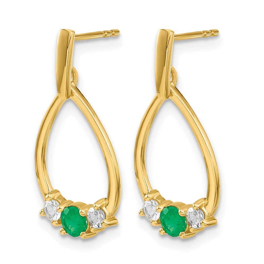 10k 1/3 ct Lab Grown Diamond VS/SI+ G+ & Cr Emerald Dangle Post Earrings
