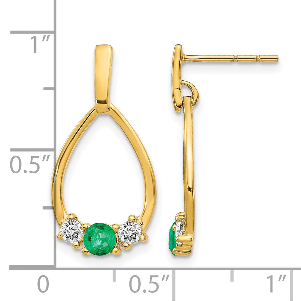 10k 1/3 ct Lab Grown Diamond VS/SI+ G+ & Cr Emerald Dangle Post Earrings