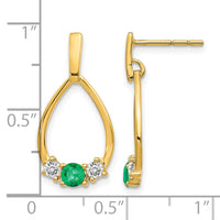 10k 1/3 ct Lab Grown Diamond VS/SI+ G+ & Cr Emerald Dangle Post Earrings