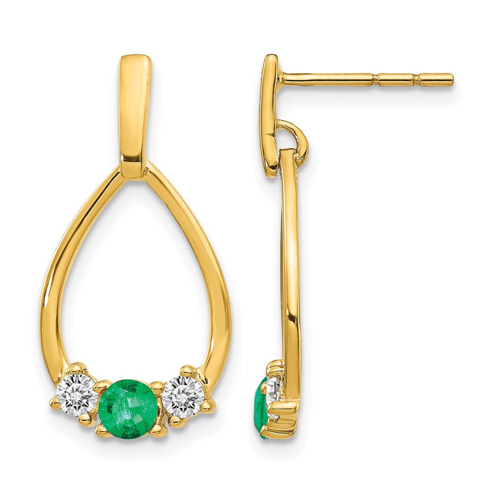 10k 1/3 ct Lab Grown Diamond VS/SI+ G+ & Cr Emerald Dangle Post Earrings