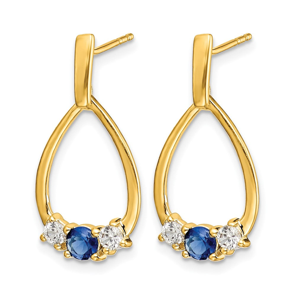 14k 1/3 ct Lab Grown Dia VS/SI+ G+ & Cr Sapphire Dangle Teardrop Earrings