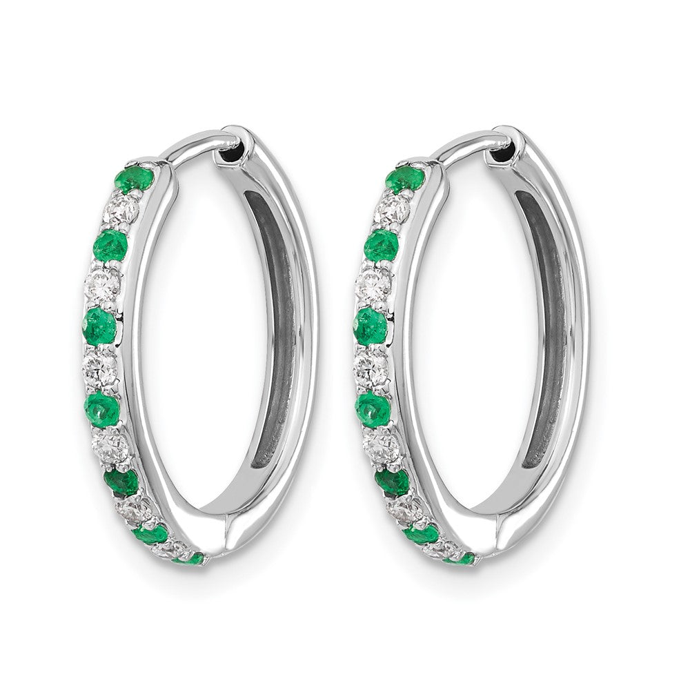 14k White Gold 1/5 ct Lab Grown Dia VS/SI+ G+ & Cr Em Hinged Hoop Earrings