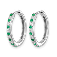 14k White Gold 1/5 ct Lab Grown Dia VS/SI+ G+ & Cr Em Hinged Hoop Earrings
