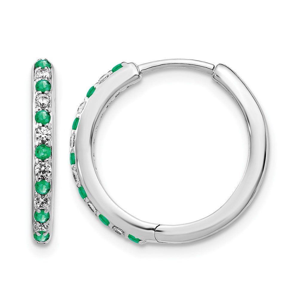 14k White Gold 1/5 ct Lab Grown Dia VS/SI+ G+ & Cr Em Hinged Hoop Earrings