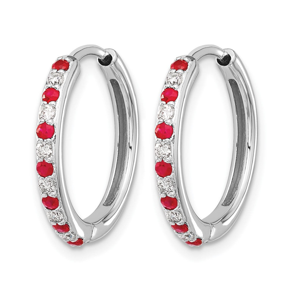 14kw 1/5ct Lab Grown Dia VS/SI+ G+ & Cr Ruby Hinged Hoop Earrings