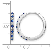 14k White 1/5 ct Lab Grown Dia VS/SI+ G+ &Cr Sapphire Hinged Hoop Earrings