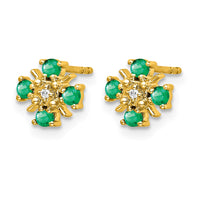 14k .01 ct Lab Grown Diamond VS/SI+ G+ & Cr Emerald Fashion Post Earrings