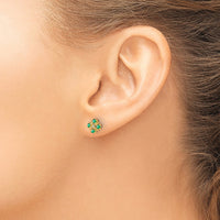 14k .01 ct Lab Grown Diamond VS/SI+ G+ & Cr Emerald Fashion Post Earrings