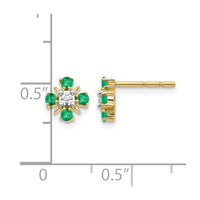 14k .01 ct Lab Grown Diamond VS/SI+ G+ & Cr Emerald Fashion Post Earrings