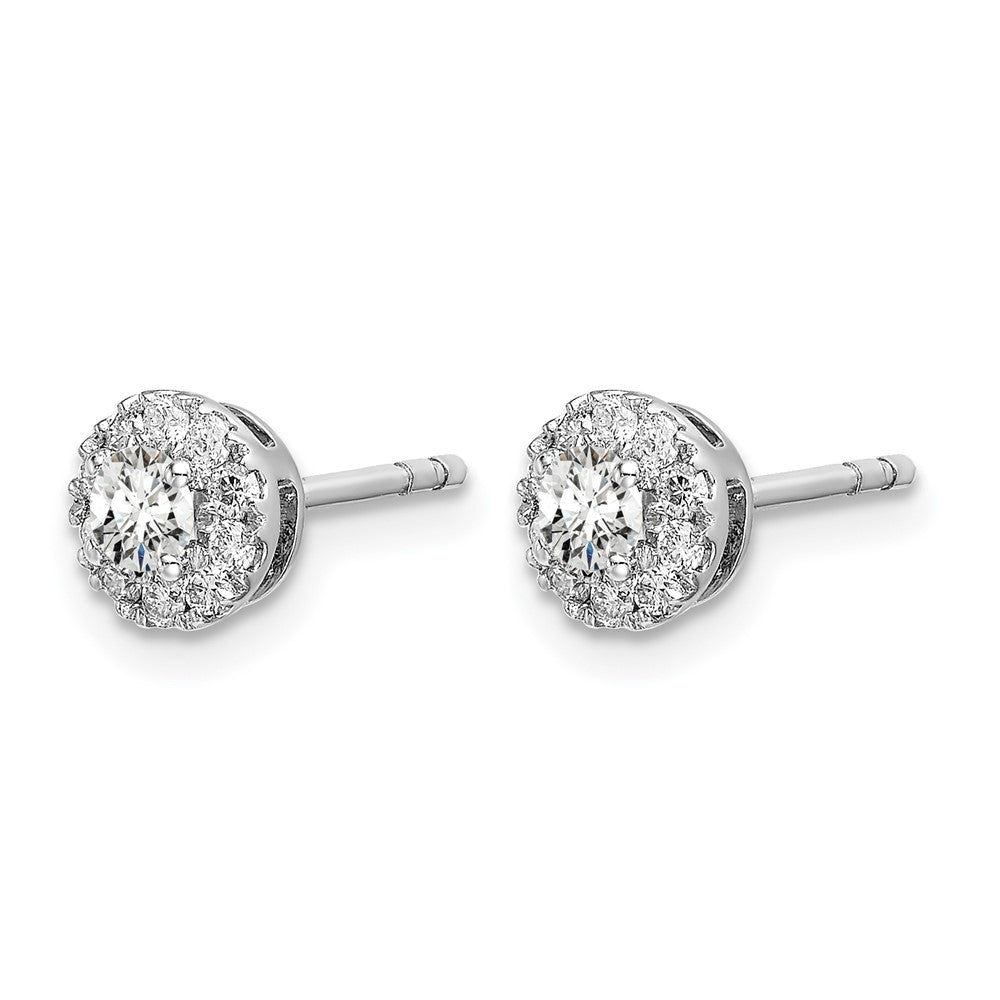 14k White Gold 1/2 ct Lab Grown Diamond VS/SI+ G+ Round Halo Post Earrings