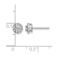 14k White Gold 1/2 ct Lab Grown Diamond VS/SI+ G+ Round Halo Post Earrings