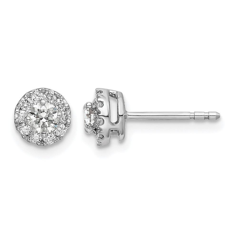 14k White Gold 1/2 ct Lab Grown Diamond VS/SI+ G+ Round Halo Post Earrings