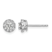 14k White Gold 1/2 ct Lab Grown Diamond VS/SI+ G+ Round Halo Post Earrings