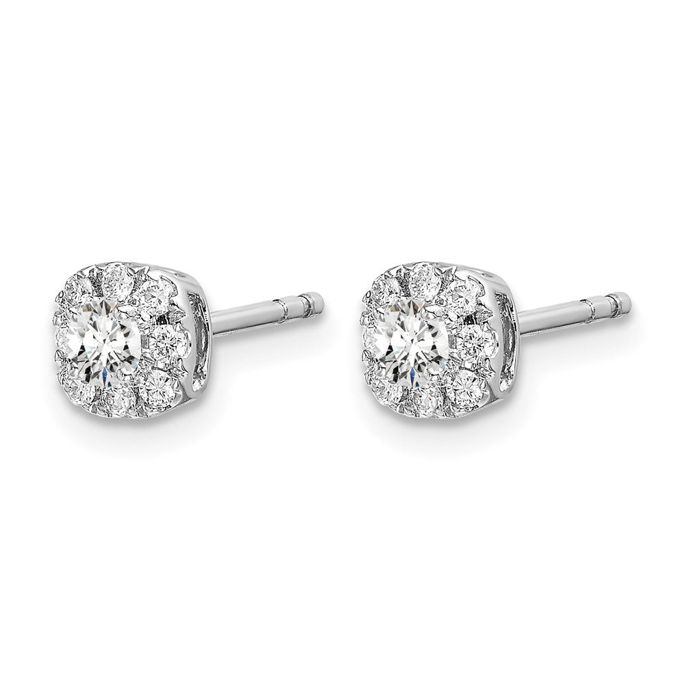 14k White Gold 1/3 ct Lab Grown Diamond VS/SI+ G+ Cushion Halo Post Earring