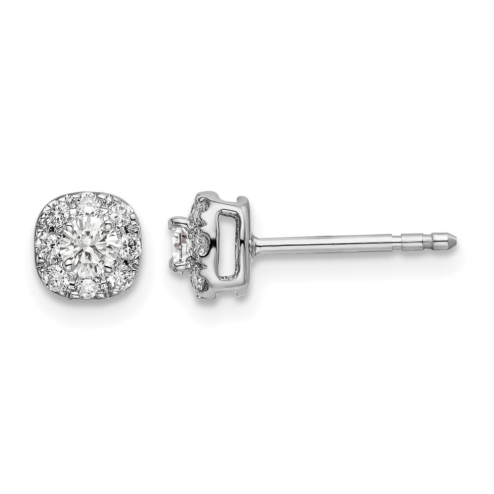 14k White Gold 1/3 ct Lab Grown Diamond VS/SI+ G+ Cushion Halo Post Earring