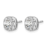14k White Gold 1 ct Lab Grown Diamond VS/SI+ G+ Cushion Halo Post Earrings