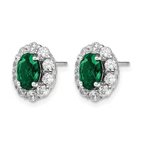 14k White Gold 1 1/5 ct Lab Grown Dia VS/SI+ G+ & Cr Emerald Post Earrings