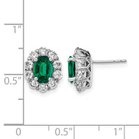 14k White Gold 1 1/5 ct Lab Grown Dia VS/SI+ G+ & Cr Emerald Post Earrings