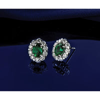 14k White Gold 1 1/5 ct Lab Grown Dia VS/SI+ G+ & Cr Emerald Post Earrings