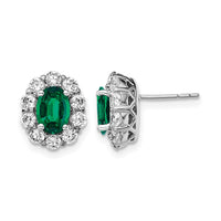 14k White Gold 1 1/5 ct Lab Grown Dia VS/SI+ G+ & Cr Emerald Post Earrings