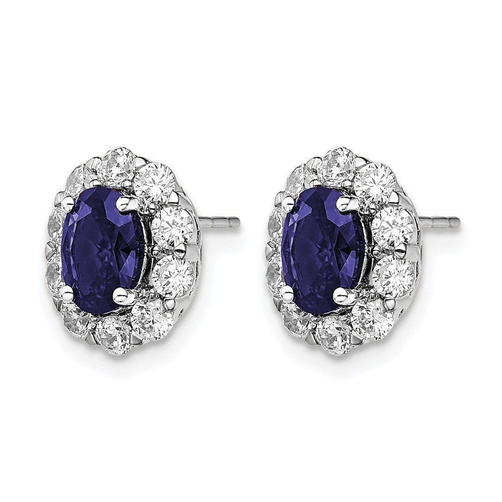 14kw 1 1/5ct Lab Grown Dia VS/SI+ G+ & Cr Sapp Halo Post Earrings