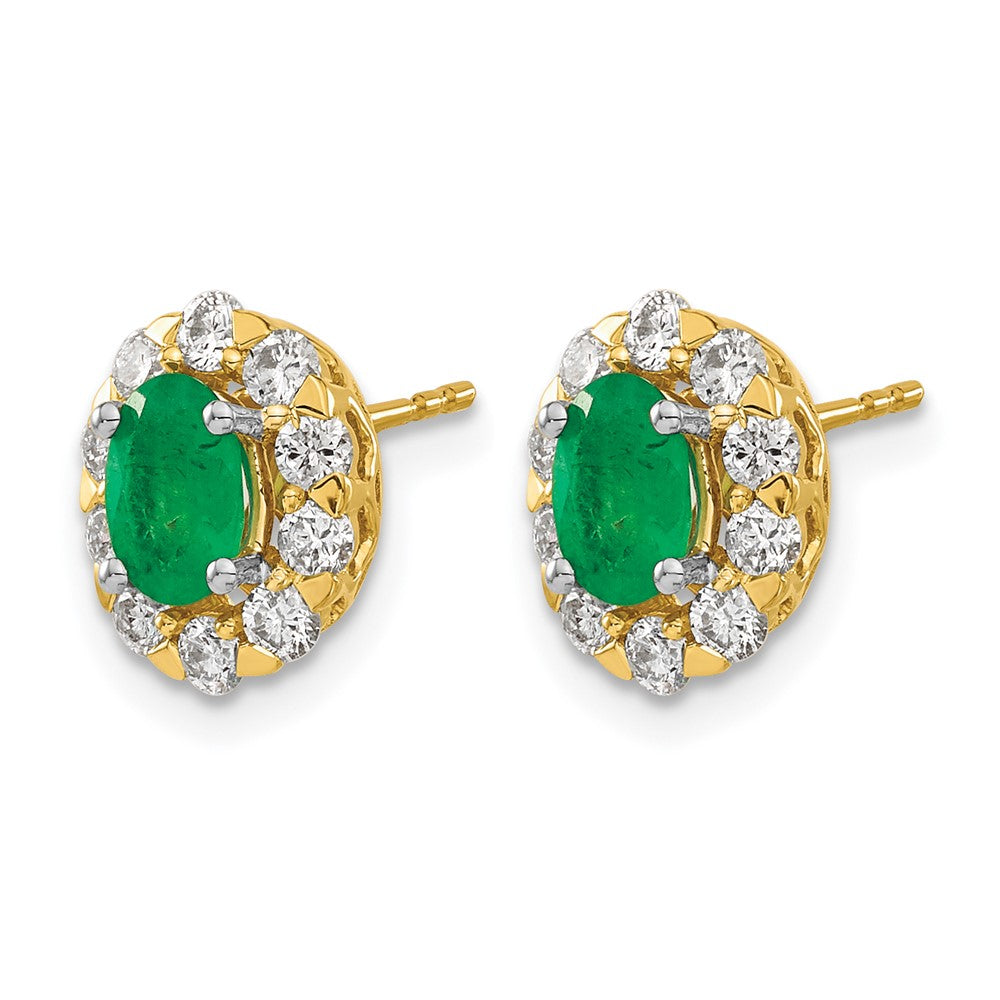 14k 5/8 ct Lab Grown Diamond VS/SI+ G+ & Cr Emerald Halo Post Earrings
