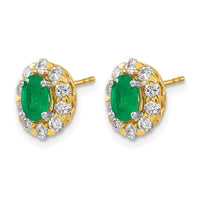 14k 5/8 ct Lab Grown Diamond VS/SI+ G+ & Cr Emerald Halo Post Earrings