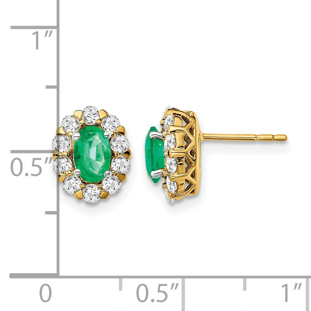 14k 5/8 ct Lab Grown Diamond VS/SI+ G+ & Cr Emerald Halo Post Earrings