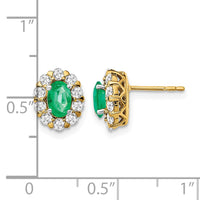14k 5/8 ct Lab Grown Diamond VS/SI+ G+ & Cr Emerald Halo Post Earrings