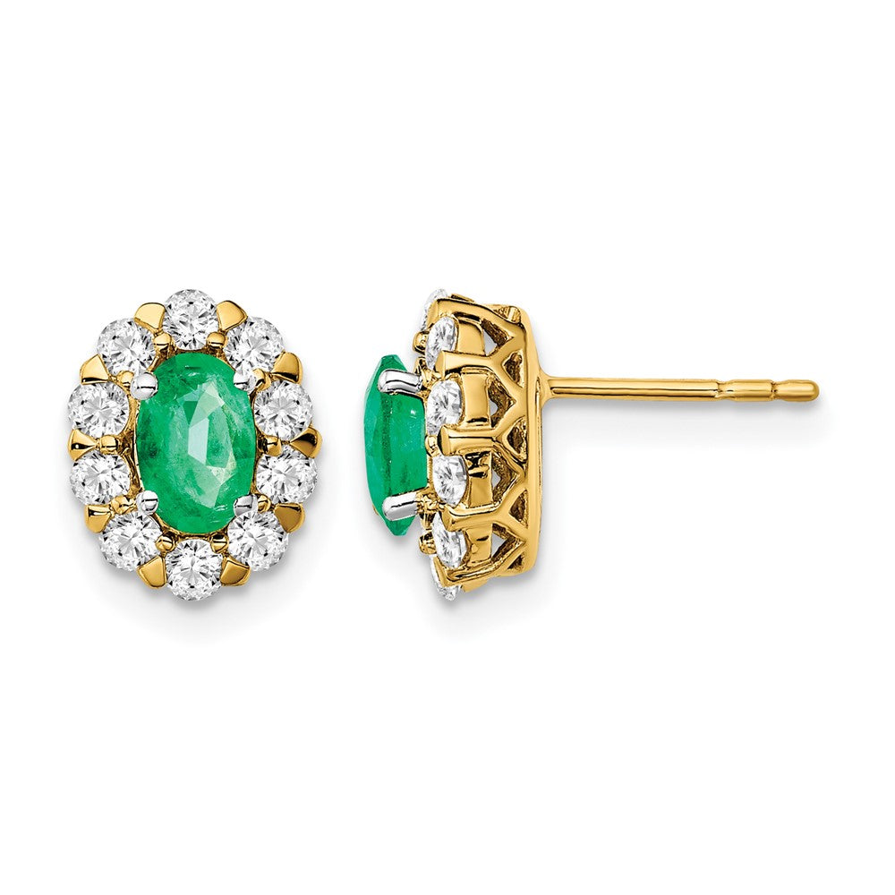 14k 5/8 ct Lab Grown Diamond VS/SI+ G+ & Cr Emerald Halo Post Earrings