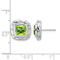 Sterling Silver Rhodium Plated Peridot Earrings
