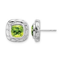 Sterling Silver Rhodium Plated Peridot Earrings